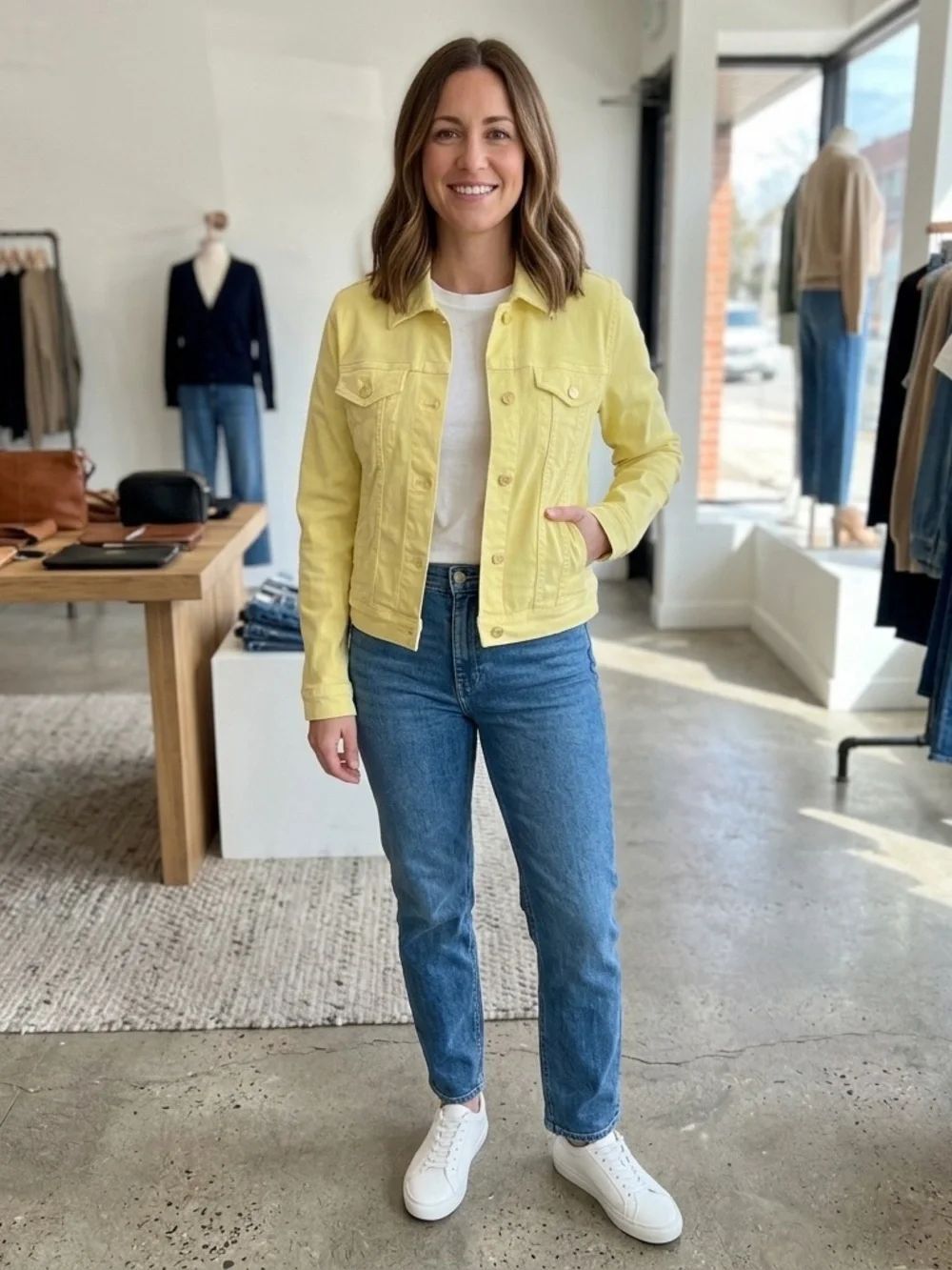 Michael Kors Jean Jacket in Lemon Yellow size Medium